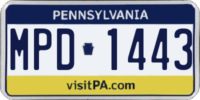PA license plate MPD1443