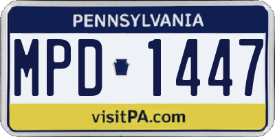 PA license plate MPD1447