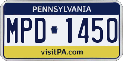 PA license plate MPD1450