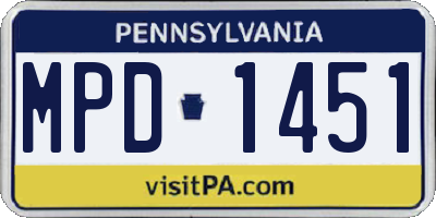 PA license plate MPD1451