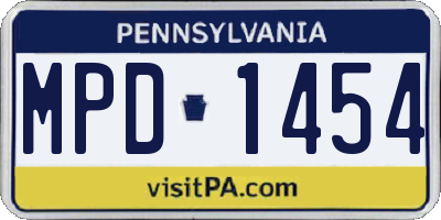 PA license plate MPD1454