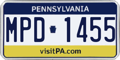 PA license plate MPD1455