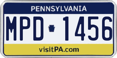 PA license plate MPD1456