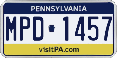 PA license plate MPD1457