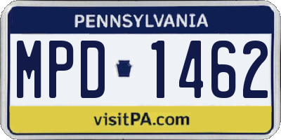 PA license plate MPD1462