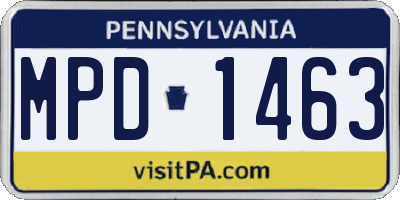 PA license plate MPD1463