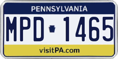 PA license plate MPD1465