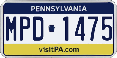 PA license plate MPD1475