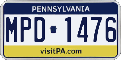 PA license plate MPD1476