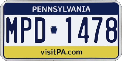 PA license plate MPD1478