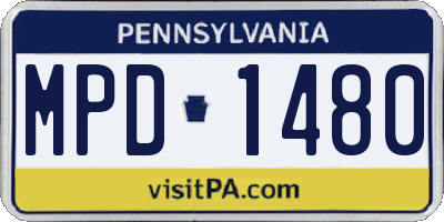 PA license plate MPD1480