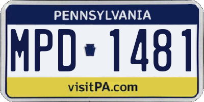 PA license plate MPD1481