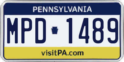 PA license plate MPD1489