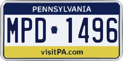 PA license plate MPD1496