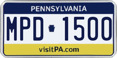 PA license plate MPD1500
