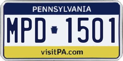 PA license plate MPD1501