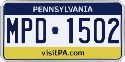 PA license plate MPD1502
