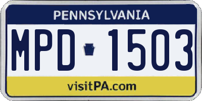 PA license plate MPD1503