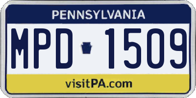 PA license plate MPD1509