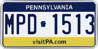 PA license plate MPD1513