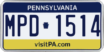 PA license plate MPD1514