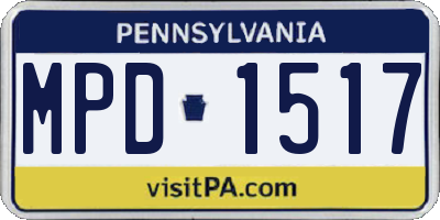 PA license plate MPD1517