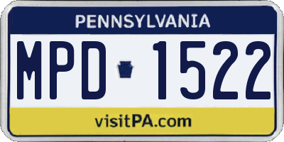 PA license plate MPD1522