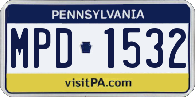 PA license plate MPD1532