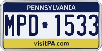 PA license plate MPD1533