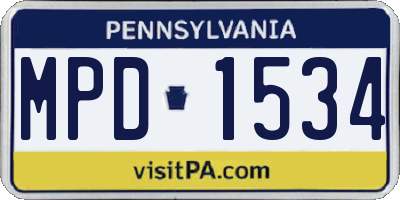PA license plate MPD1534