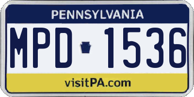 PA license plate MPD1536