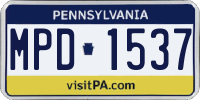 PA license plate MPD1537