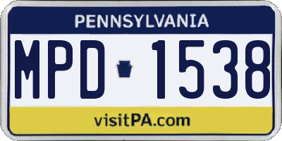 PA license plate MPD1538