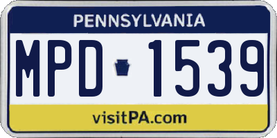 PA license plate MPD1539