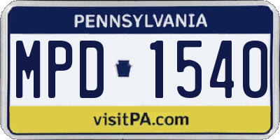 PA license plate MPD1540