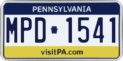 PA license plate MPD1541