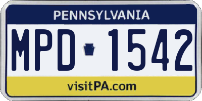 PA license plate MPD1542