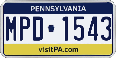 PA license plate MPD1543