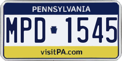 PA license plate MPD1545