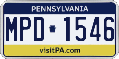PA license plate MPD1546