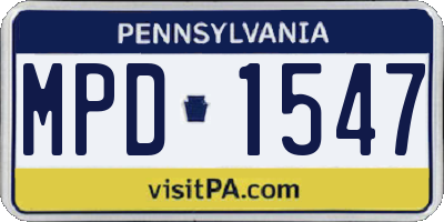 PA license plate MPD1547