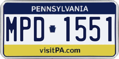 PA license plate MPD1551