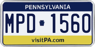 PA license plate MPD1560