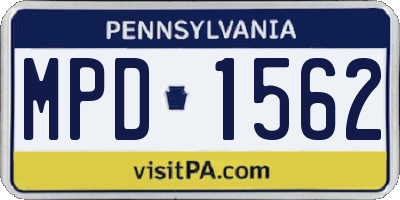 PA license plate MPD1562