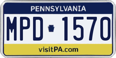 PA license plate MPD1570