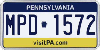 PA license plate MPD1572