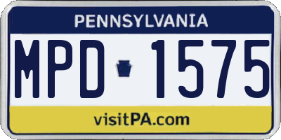 PA license plate MPD1575