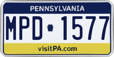 PA license plate MPD1577