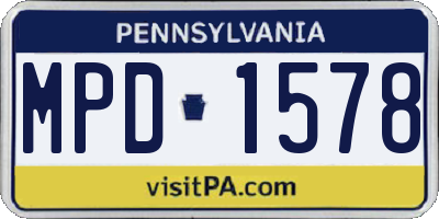 PA license plate MPD1578