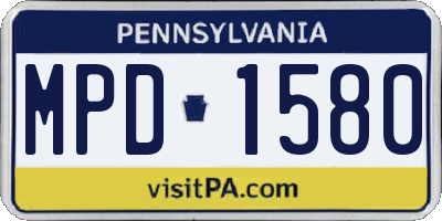 PA license plate MPD1580